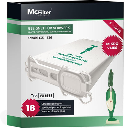 18 sacchetti per aspirapolvere adatti agli aspirapolvere Vorwerk Folletto VK 135 136 135SC VK135 VK136 con chiusura igienica I alternativa per FP135/136 I tipo di sacchetto VO 8335